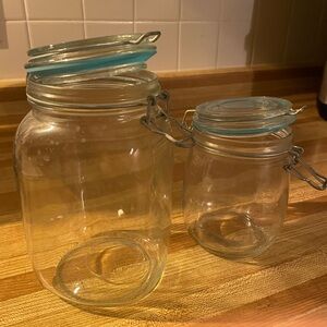 Glass Storage Jars with Blue Seals